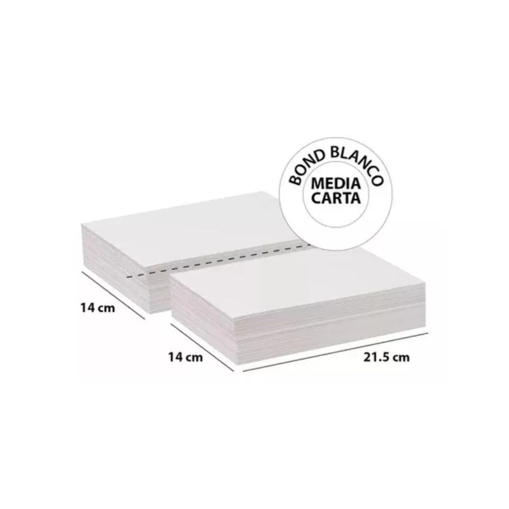 RESMA DE PAPEL TAMAÑO MEDIA CARTA X UNIDAD